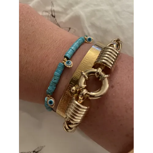 Bracelet 5 eyes Corail Bambou