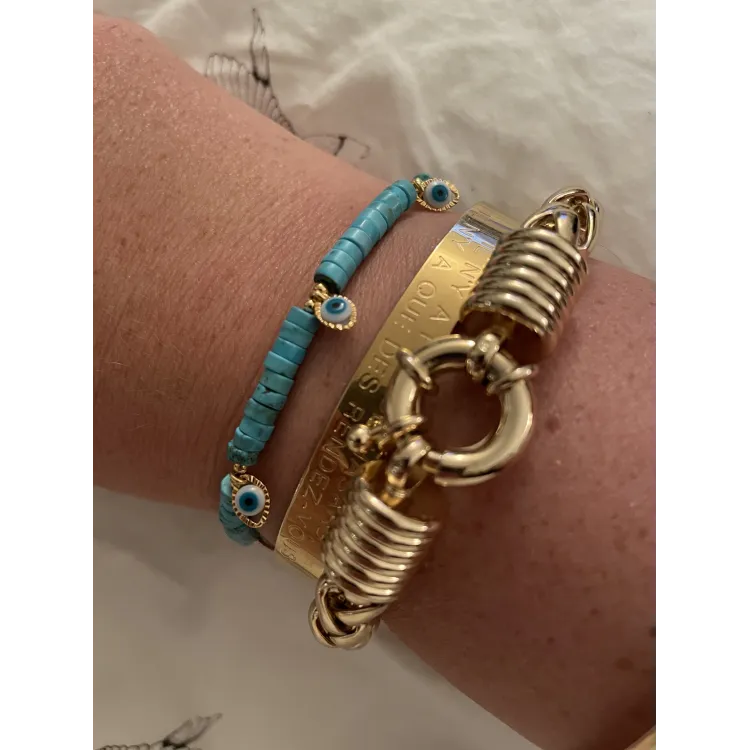 Bracelet 5 eyes Corail Bambou