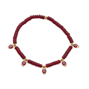 bracelet 5 eyes corail bambou