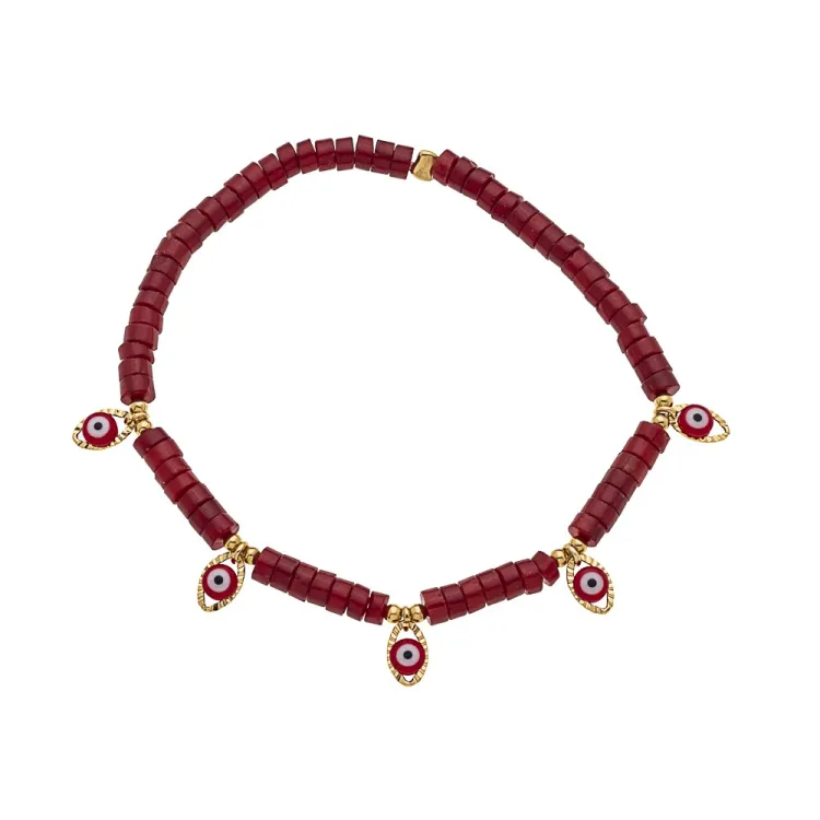 Bracelet 5 eyes Corail Bambou