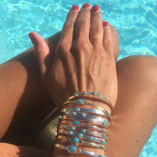 Jonc 4 mm 3 turquoises