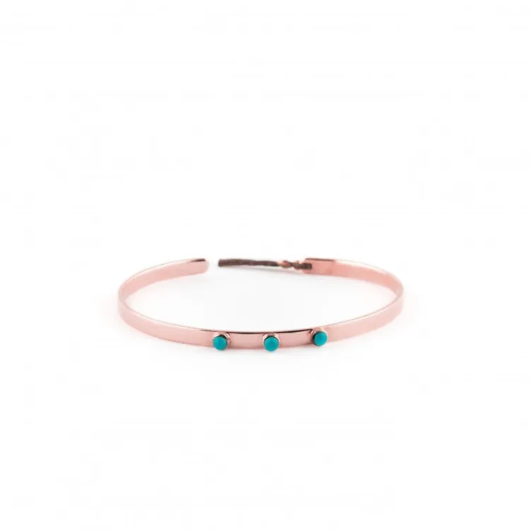 Jonc 3 pierres Turquoises 4mm