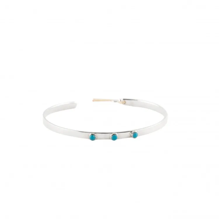 Jonc 3 pierres Turquoises 4mm