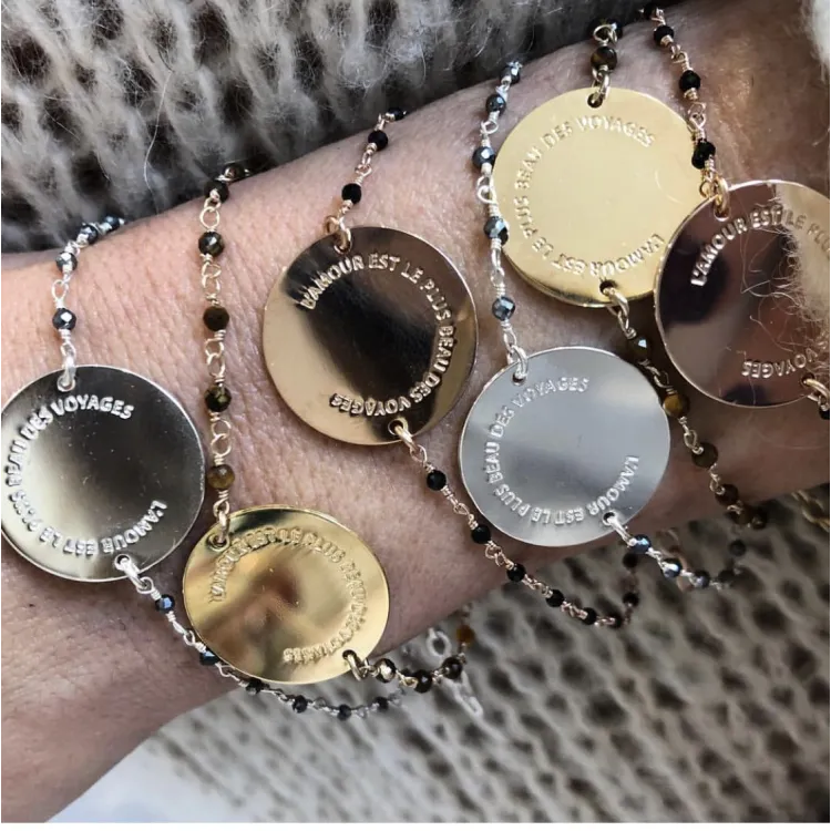 Bracelet Médaille Voyages Hématite