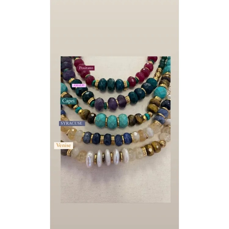 Collier Melrose positano calcite verte / Red Ruby