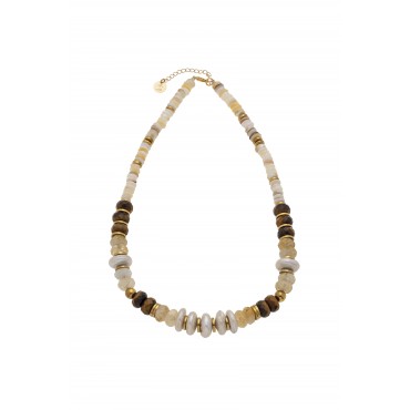 Collier Venise oeil de tigre nacre coquillage