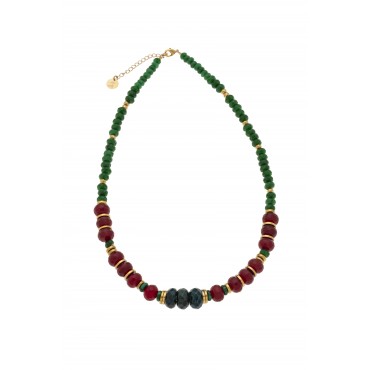 Collier Melrose positano calcite verte / Red Ruby