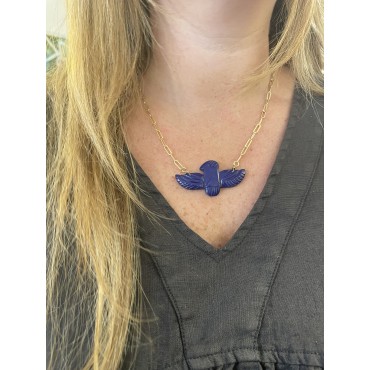 Collier birdy lapis lazuli chaîne