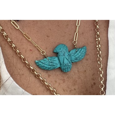 Collier Birdy chaîne turquoise