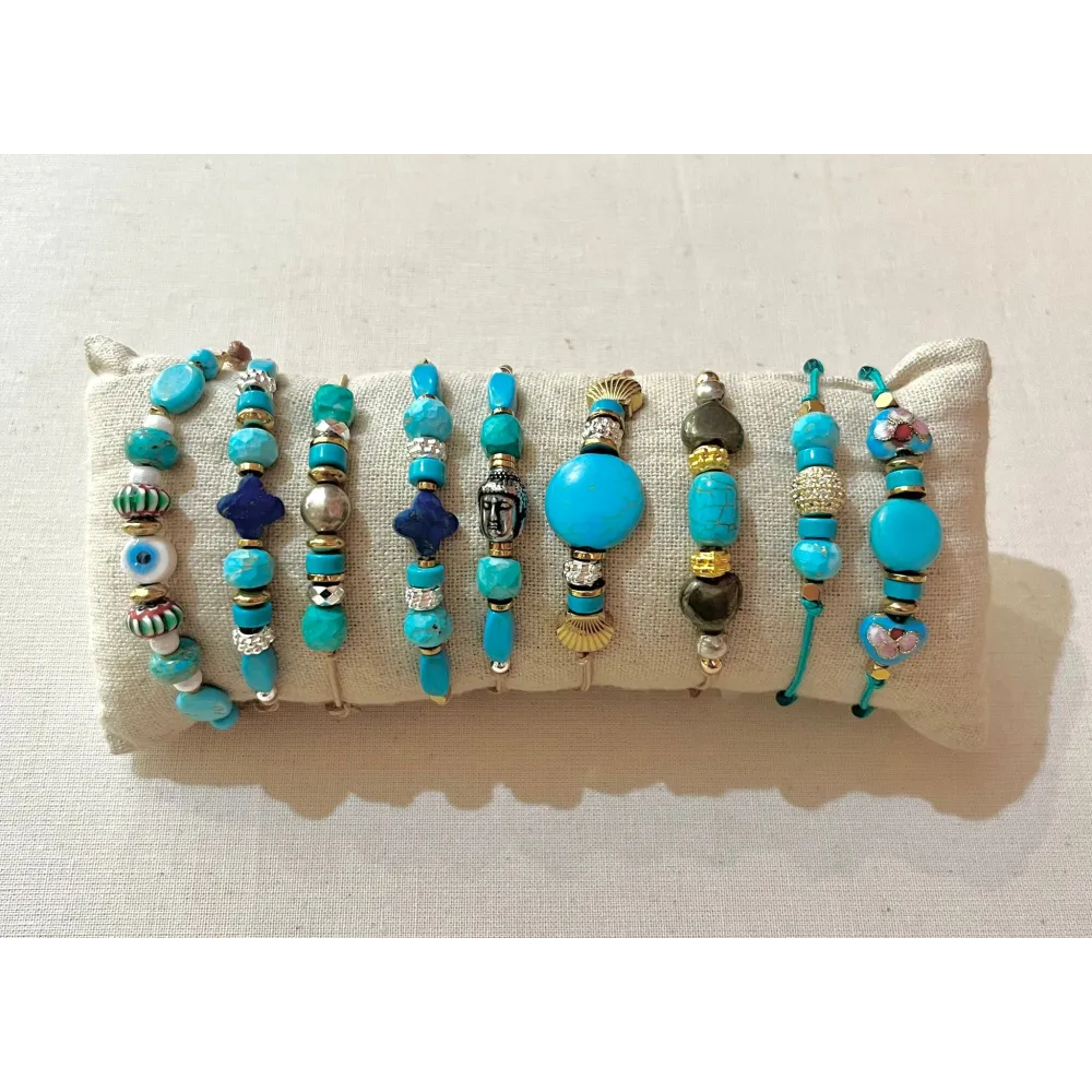 Bracelet cordon tresors turquoise