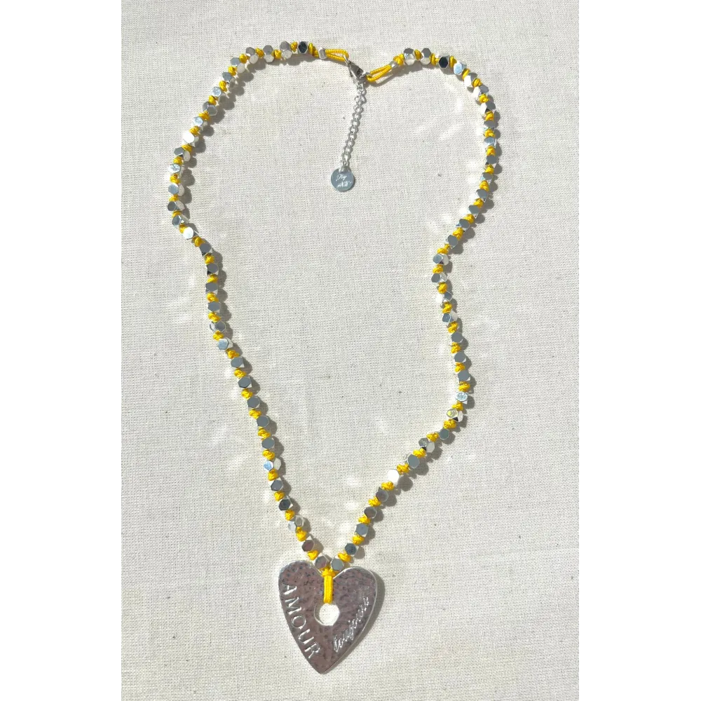 Collier coeur martelé