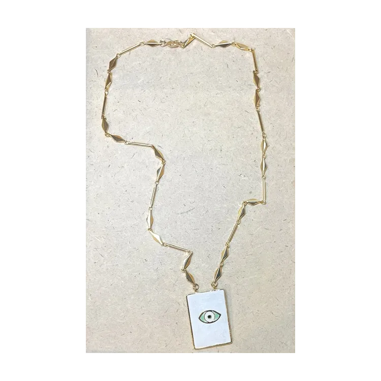 Collier médaille émaillée symbole oeil protecteur
