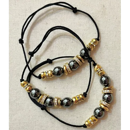 Bracelet cordon minuit hématite