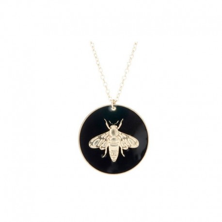 Collier Médaille Abeille Noir