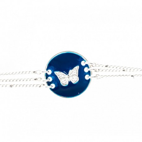 Bracelet Papillon Bleu 3 chaines
